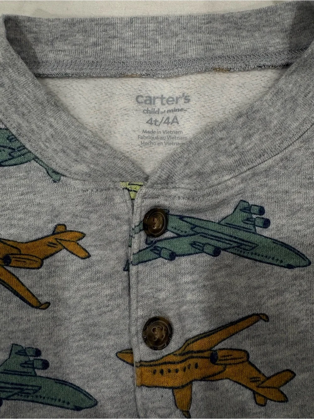 2 For $15 Carter's Gray Airplane 3-Piece Outfit Set with Brown Tee